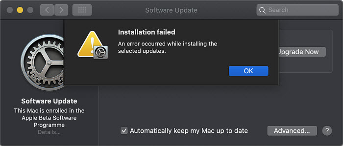 macOS Ventura Installation failed error