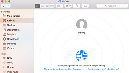 Airdrop iPhone to Mac