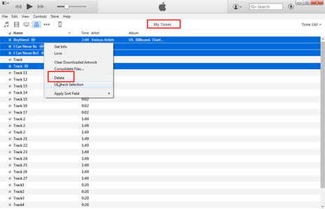 remove iPhone ringtones with iTunes