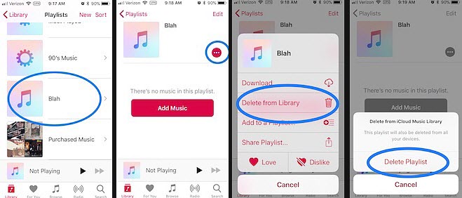 delete playlist on iPhone not iTunes