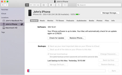 how to backup iPhone to Mac via Finder