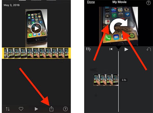 iMovie rotate iPhone video on iOS