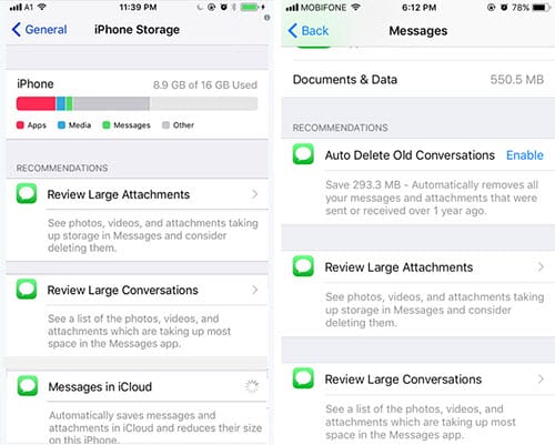 delete old conversations in iOS 17