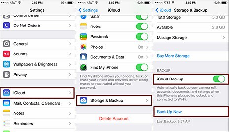 backup iOS to iCloud