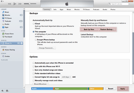 Backup iPhone to iTunes