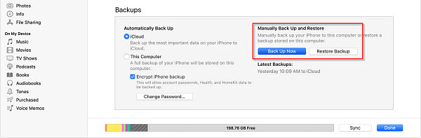 backup iPhone using iTunes