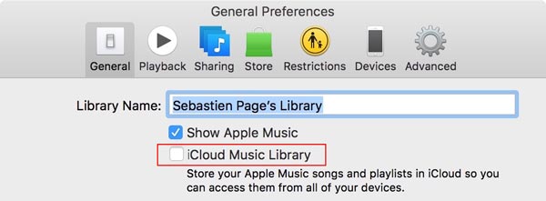 Close iCloud Music Library in iTunes