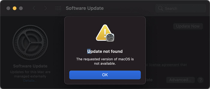  Monterey the requested version of macos is not available