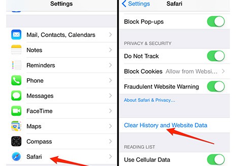 delete Safari caches