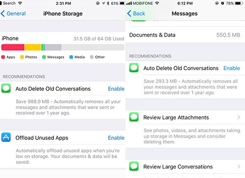 delete old messages to make iPhone faster