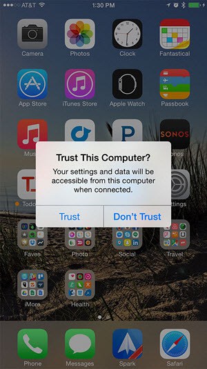 trust computer to solve itunes not recognizing iPhone problem