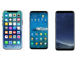 compare iPhone X and Galaxy Note 8 and Galaxy S8