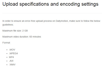 Dailymotion video limits