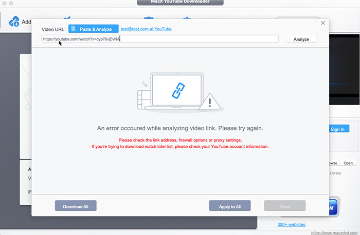 MacX YouTube Downloader Analysis Failed