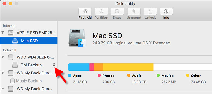 how to eject disc from mac external drive