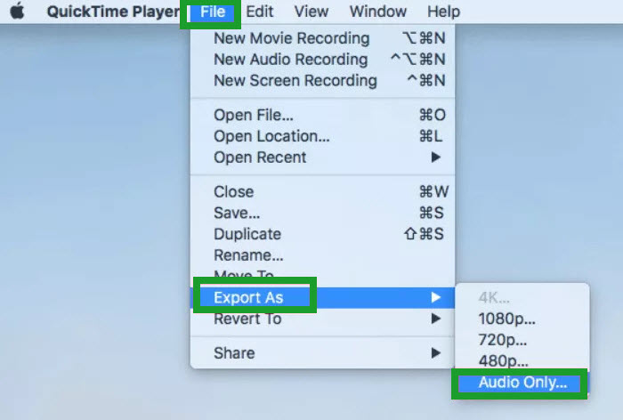 QuickTime Extract Audio