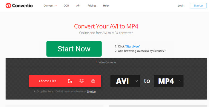Kostenlose Konvertierung von AVI zu MP4 auf dem Mac online
