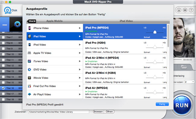 DVD auf iPad unter Mac oder Windows