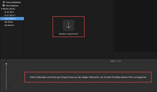 Medien in iMovie importieren