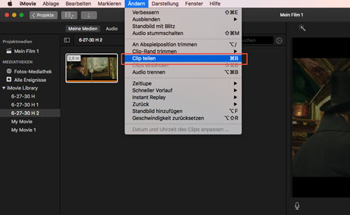 iMovie Video teilen