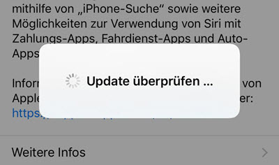 iOS 11/iOS 12 Update überprüfen hängt...