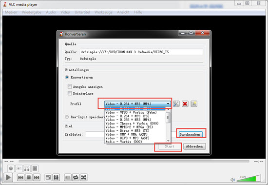 VLC dvd rippen MP4